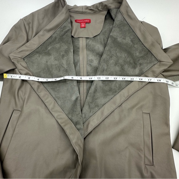 SAKS FIFTH AVENUE Faux Leather Jacket Waterfall Cardigan Grunge Biker Rocker - Picture 4 of 9